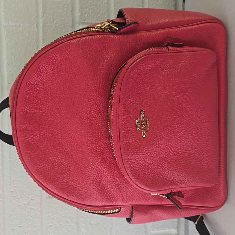 Coach Pink Pebbled Leather Backpack with Gold-Tone Hardware - Picture 3 of 16